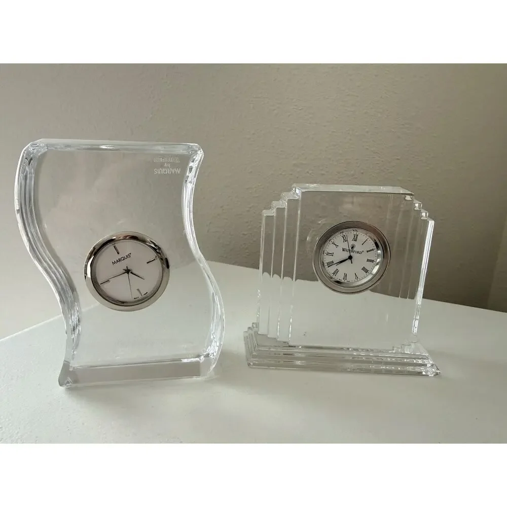 Waterford & Marquis | Set Of 2 Small Crystal Desk Clocks | Collectible